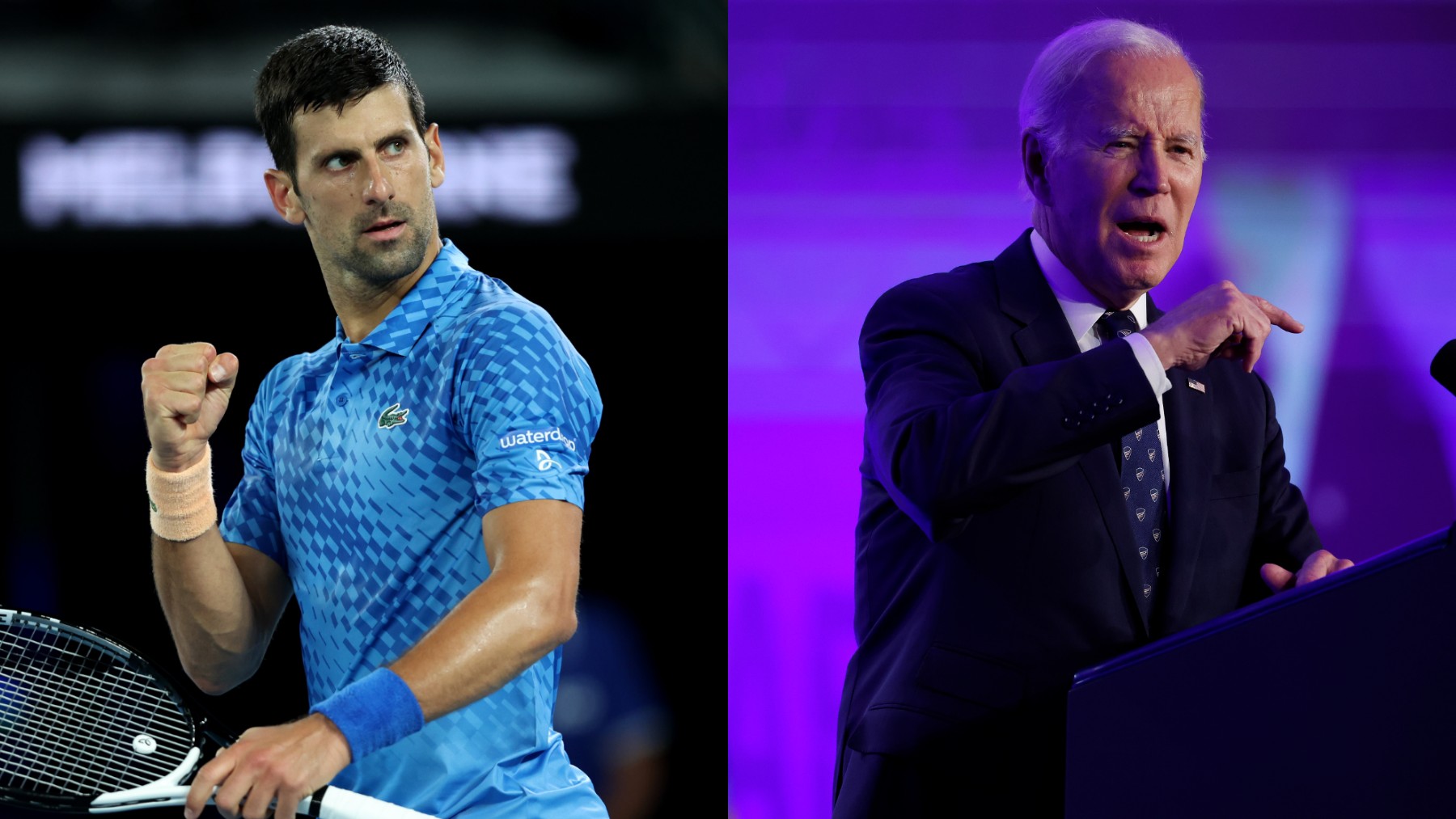 Novak Djokovic y Joe Biden. (Getty)