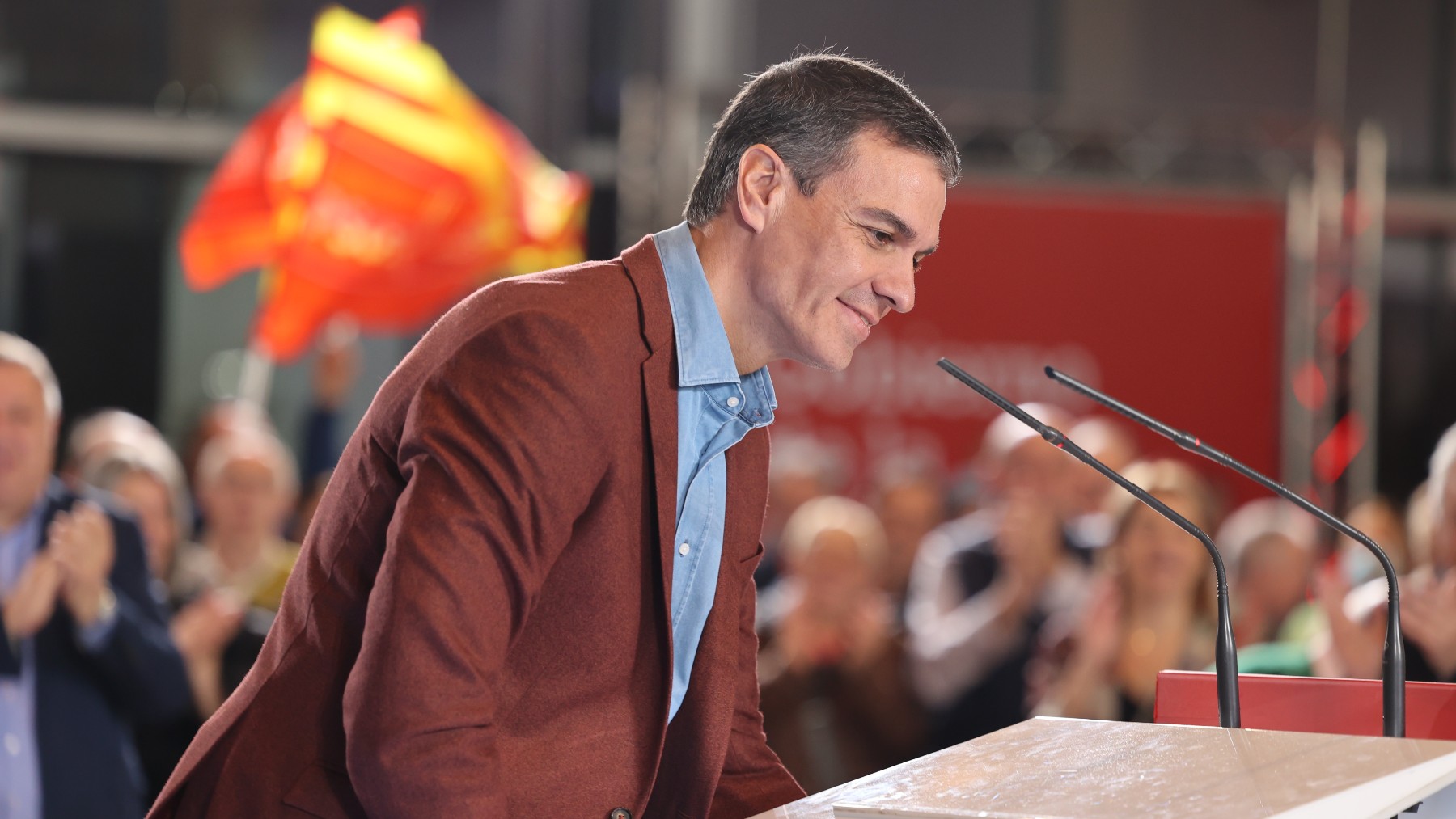 Pedro Sánchez en un mitin del PSOE. (Foto: EP)