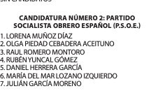 Lista del PSOE a la Alcaldía de Azután.
