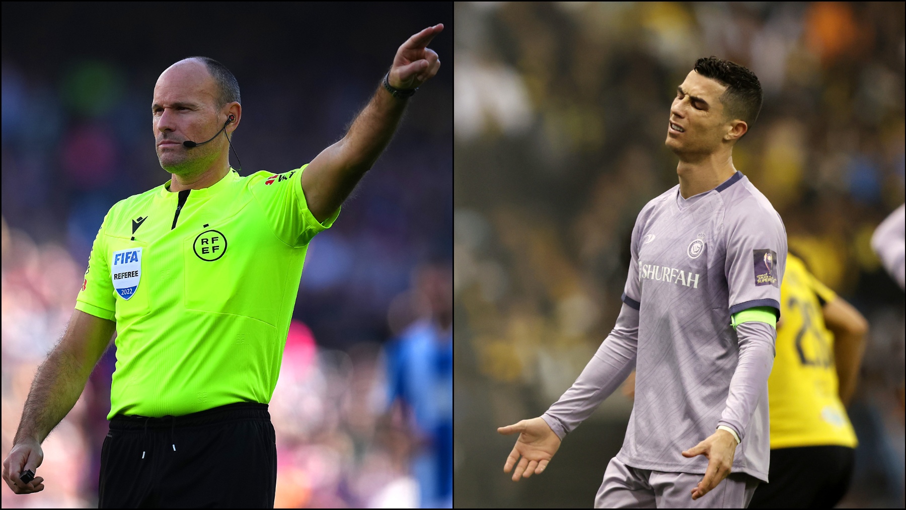 Mateu Lahoz y Cristiano Ronaldo. (Getty)