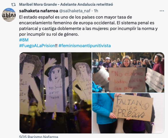 Mora (Adelante Andalucía) pide «prender fuego a la prisión» porque «el sistema penal es patriarcal»