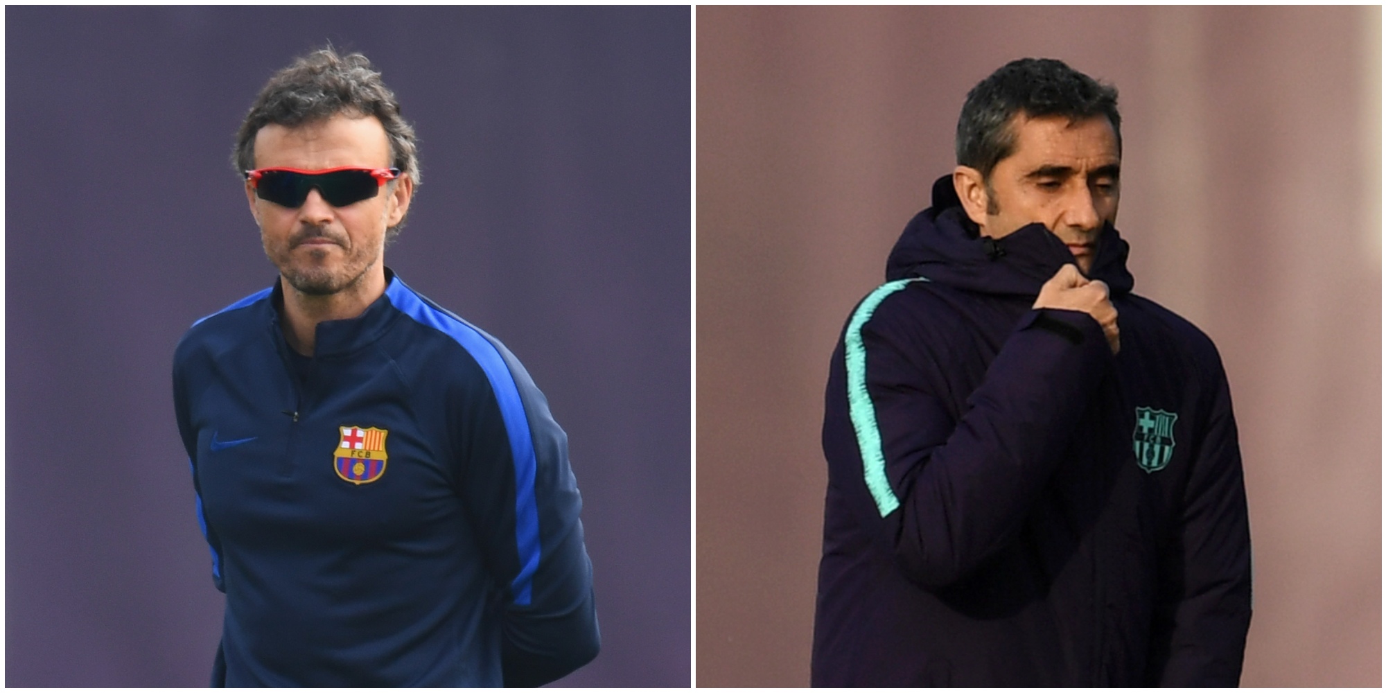 Luis Enrique y Valverde, cuando dirigían al Barcelona. (Getty)