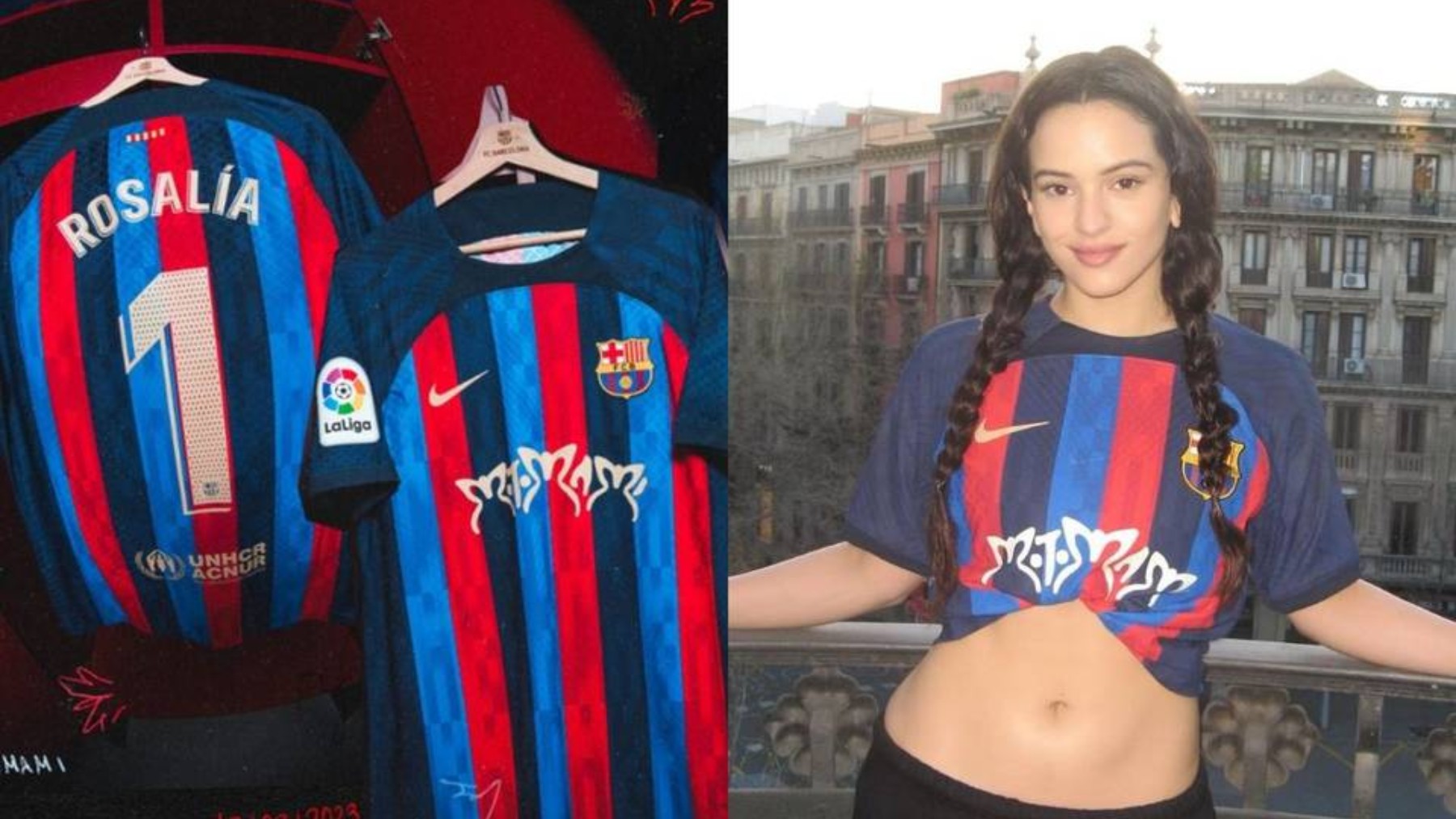 Rosalía y la camiseta del Barcelona.