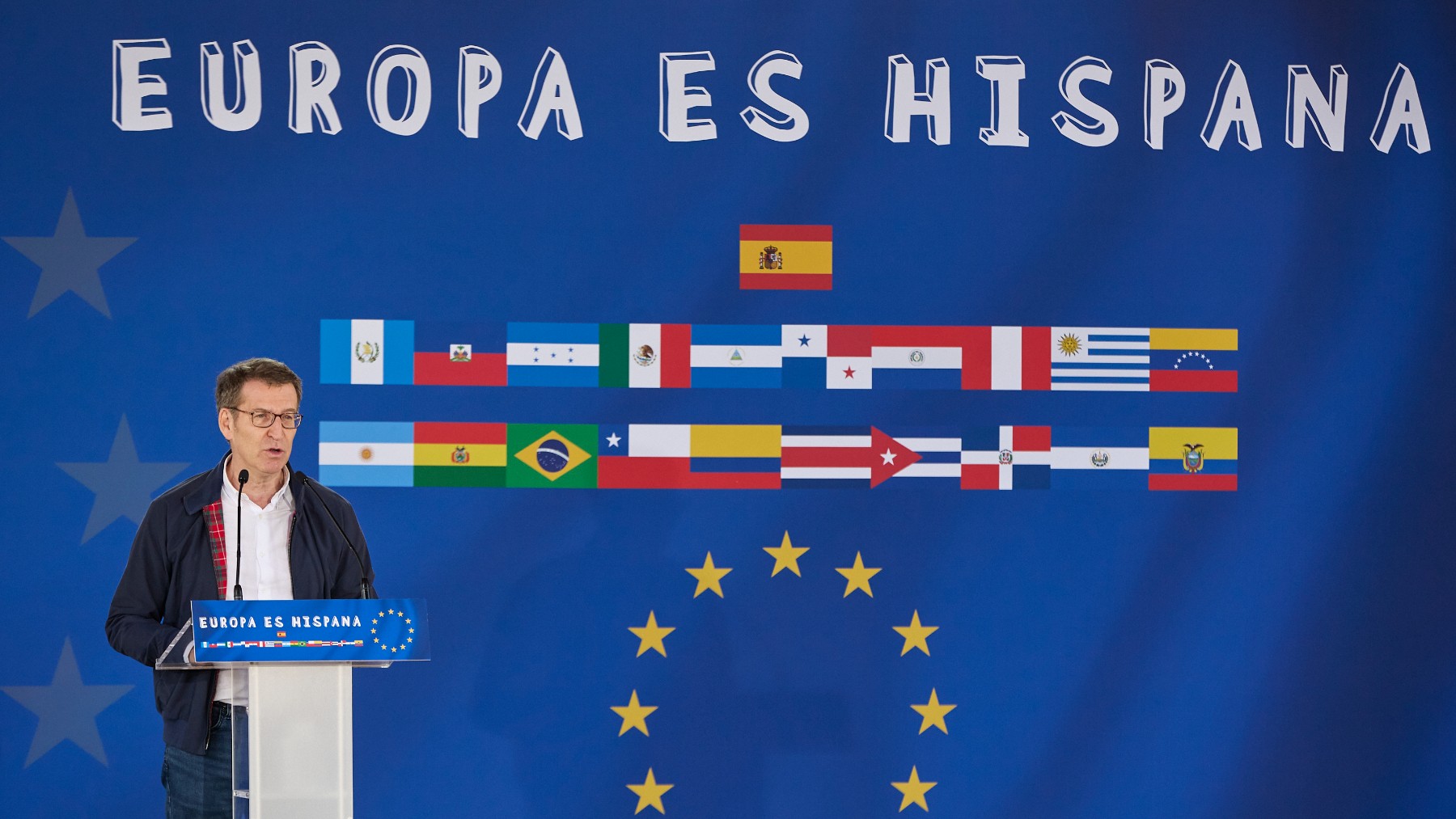 Feijóo en el acto ‘Europa es Hispana’ del PP. (Foto: EP)