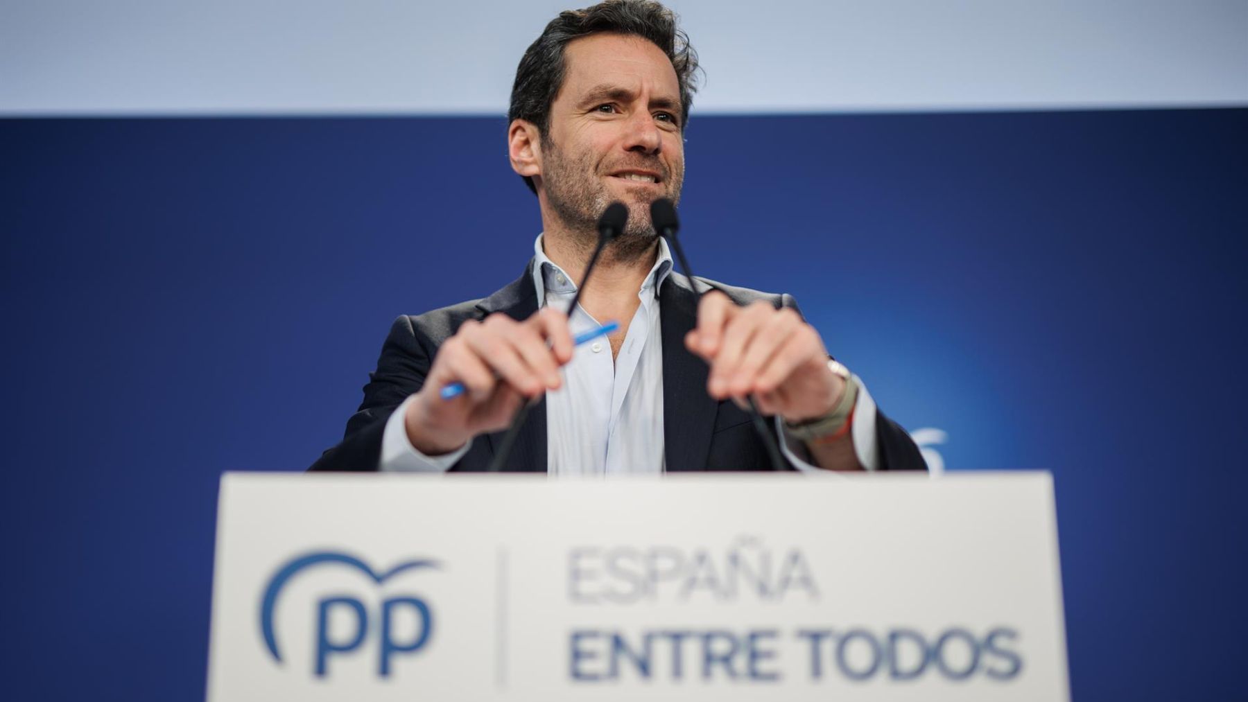 El portavoz del comité de campaña del PP, Borja Sémper, durante una rueda de prensa.