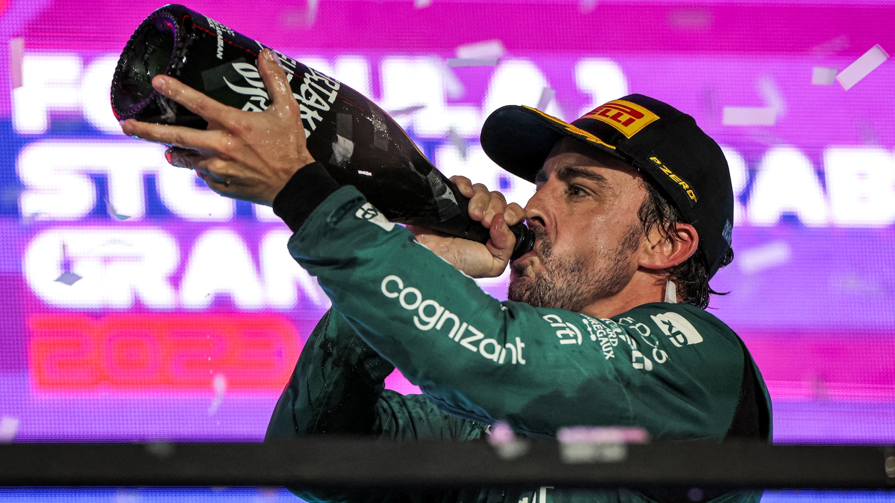 Fernando Alonso, durante la celebración del GP de Arabia Saudí. (AFP)