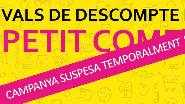 Extracto del cartel informativo de la suspensión de la campaña de bonos de descuento comercial en Palma.