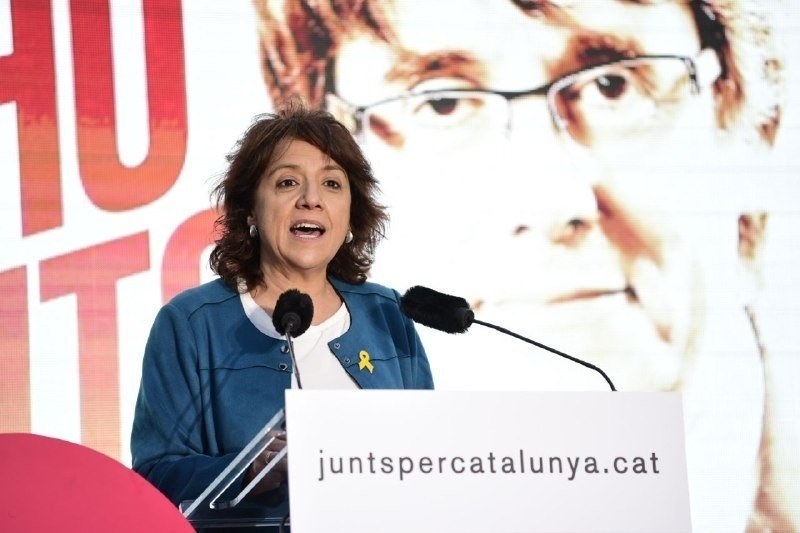 Anna Erra durante un acto de Junts per Catalunya en Vic (Barcelona).