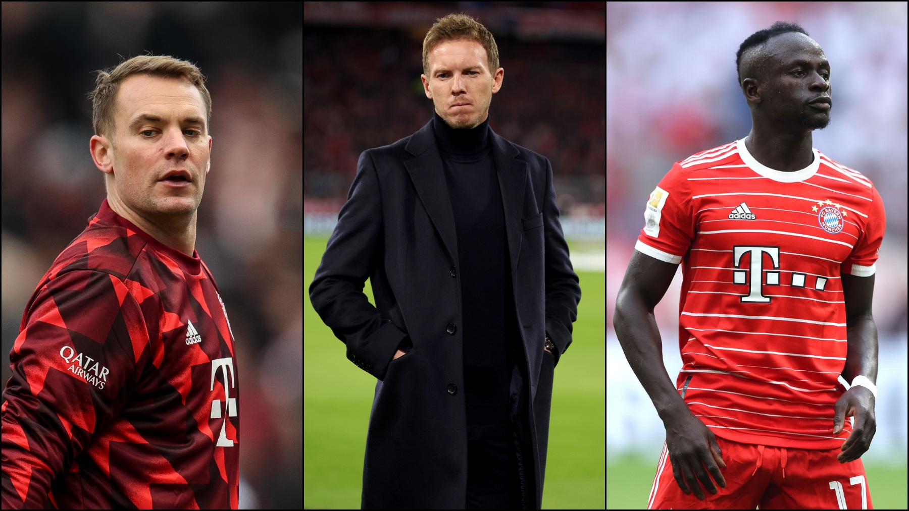Nagelsmann, Neuer y Mané, ex entrenador y jugadores del Bayern de Múnich. (Getty)