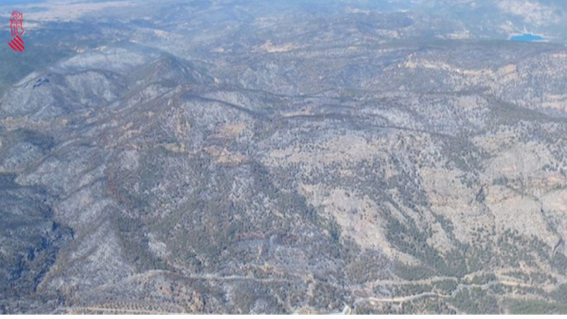 Vista desde el aire de parte de la superficie afectada en imagen de Emergencies 112CV.