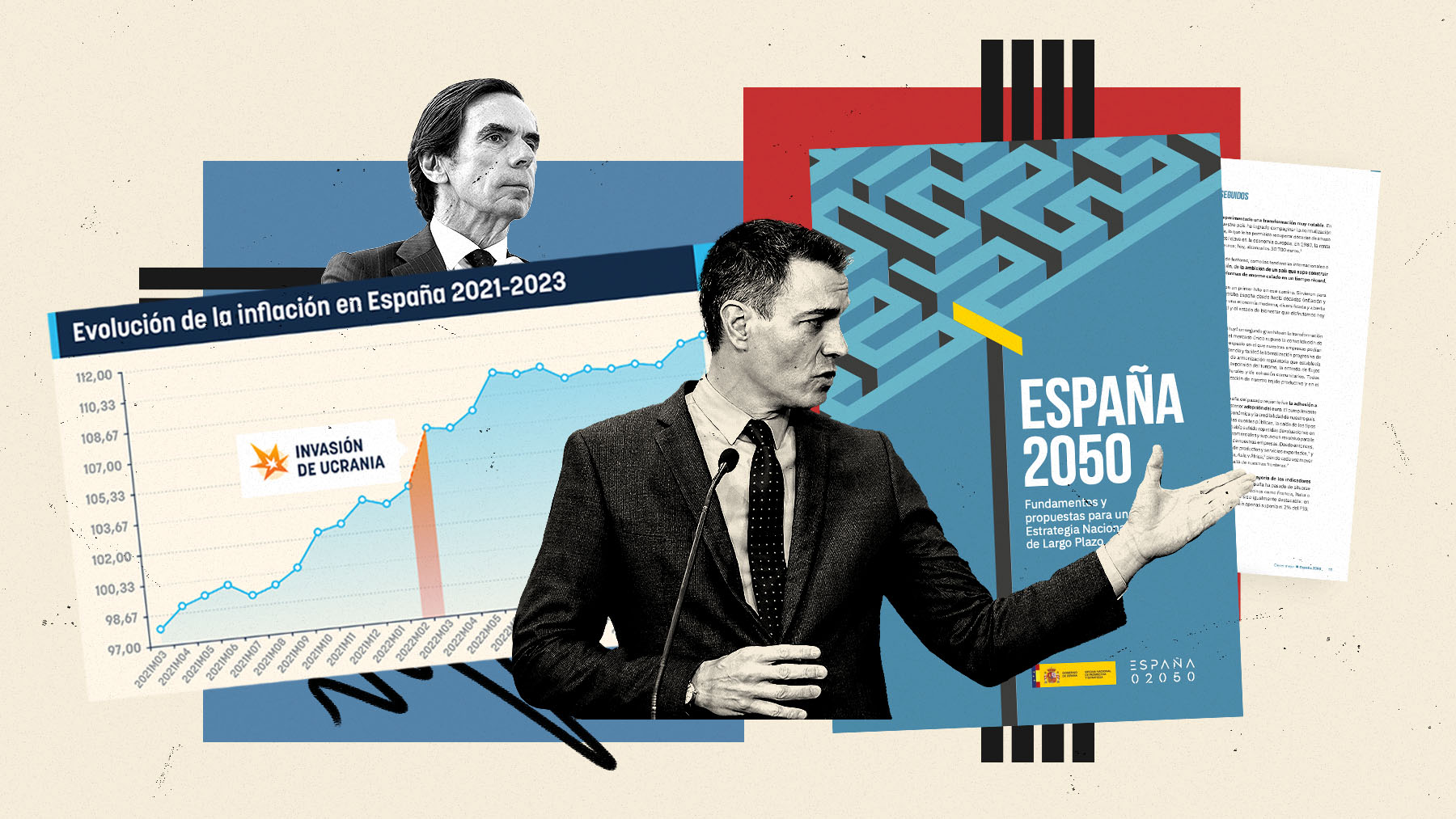 Sánchez no logra bajar la inflación como reconoce al Gobierno de Aznar.