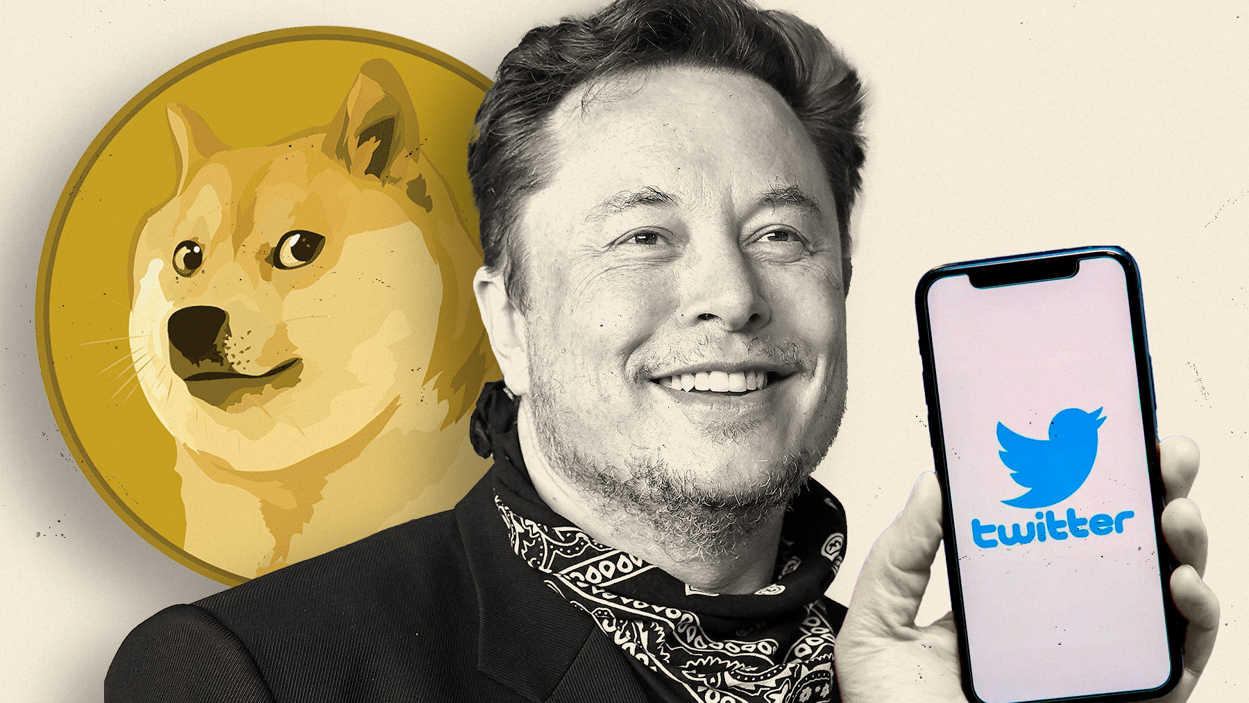 Elon Musk junto al perro de Dogecoin