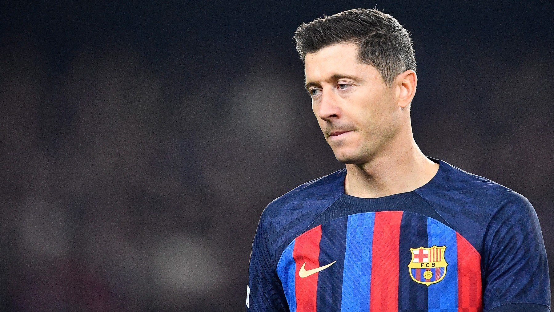 Lewandowski con la camiseta del Barcelona. (AFP)