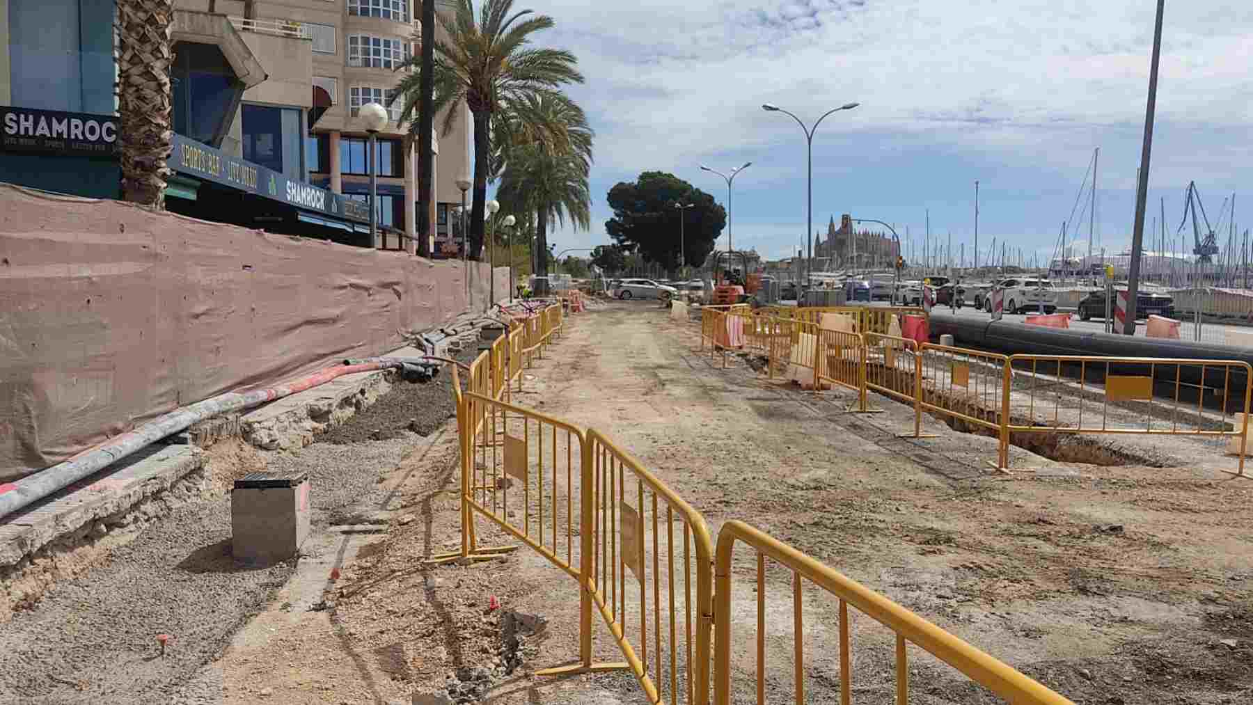 Estado actual de parte de las obras que se ejecutan en el Paseo Marítimo de Palma.