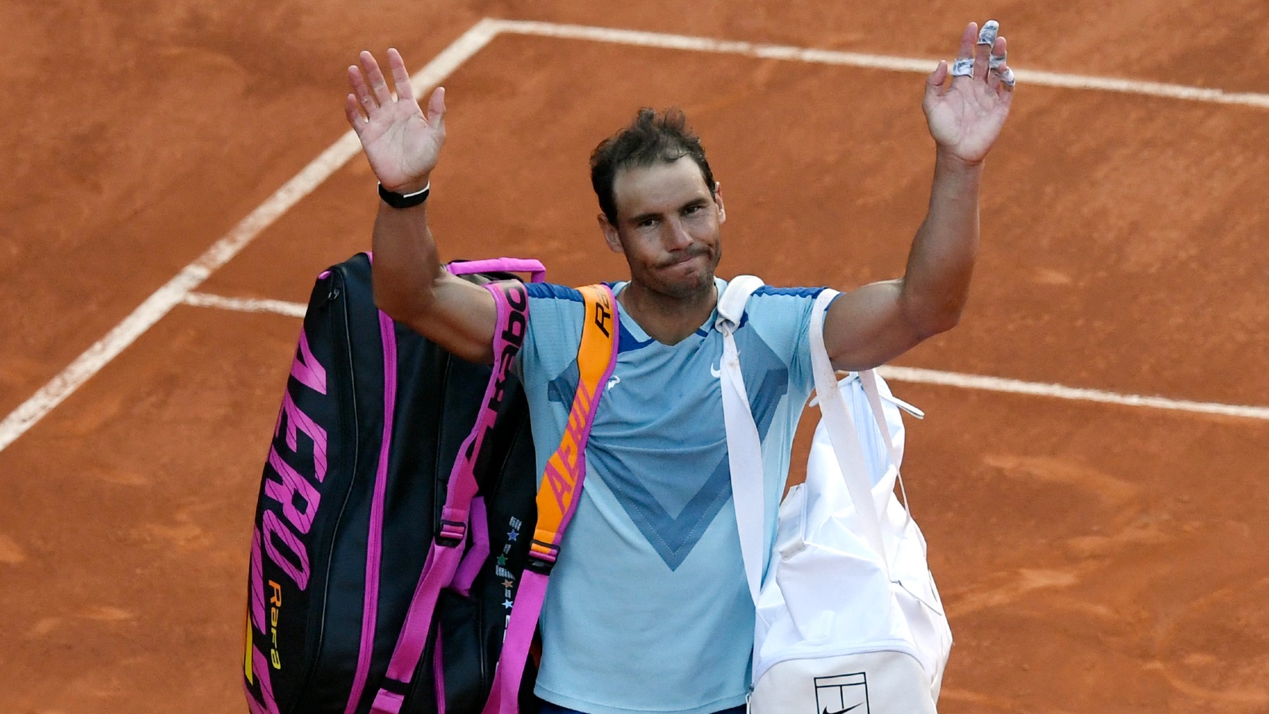 Rafa Nadal, en su último partido en Madrid. (AFP)