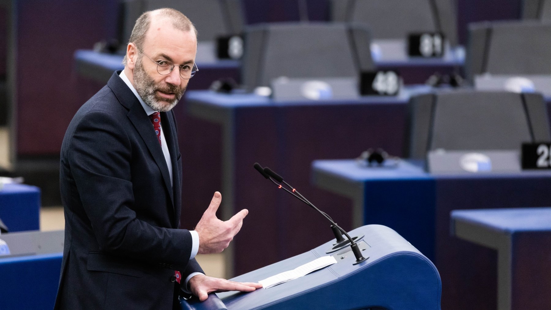 El líder del PPE, Manfred Weber, en el Parlamento Europeo (DPA).