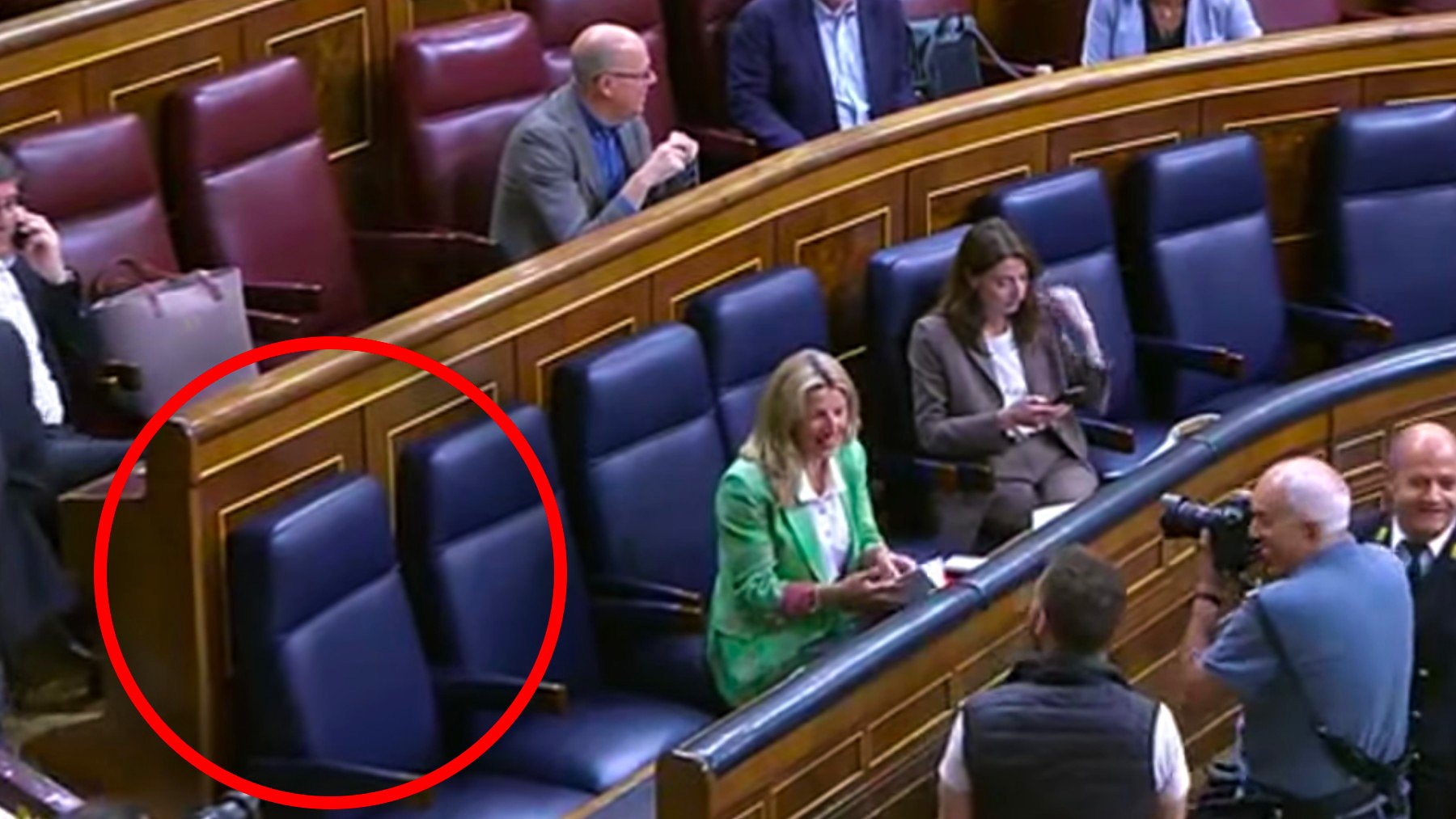 El escaño vacío de Pedro Sánchez en el Congreso.