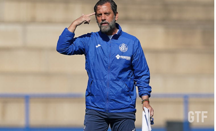 Quique, en el entrenamiento del Getafe