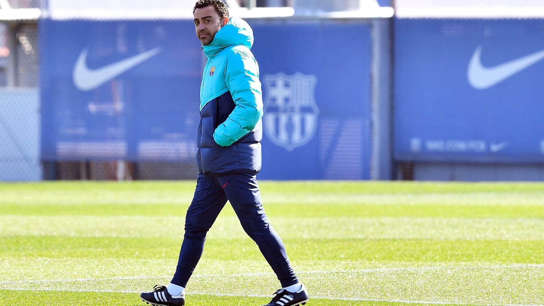 Xavi, en el entrenamiento del Barcelona. (AFP)