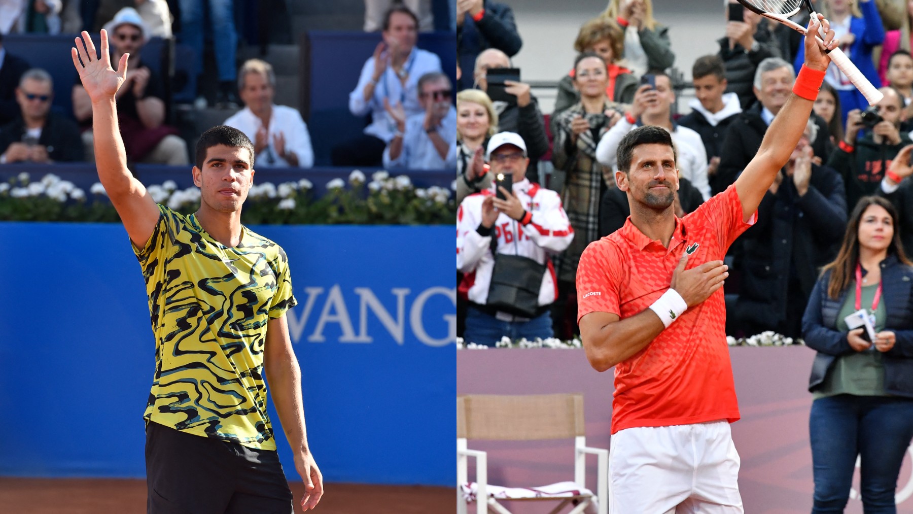 Carlos Alcaraz y Novak Djokovic. (AFP)