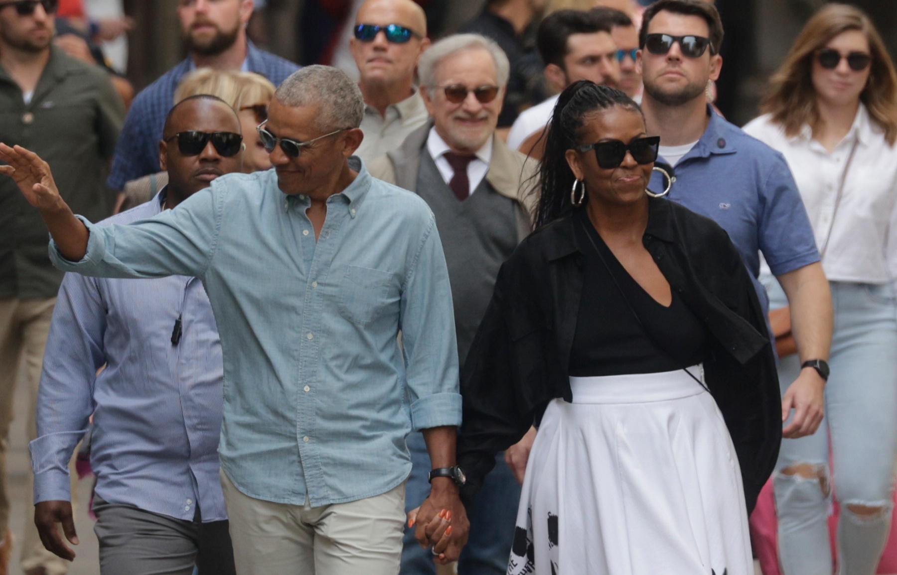 Barack Obama, con su mujer, en Barcelona.