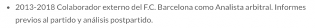 Redacción actual del currículum en lo referente al Barça.