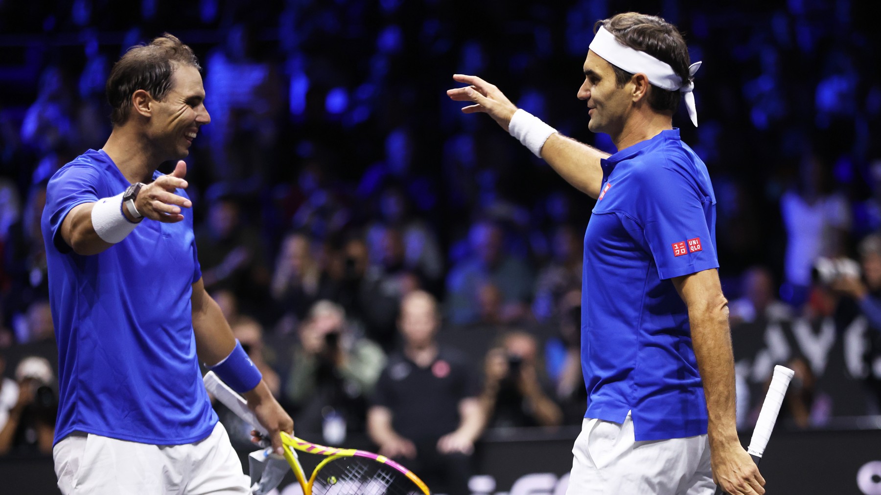 Rafa Nadal y Roger Federer, en la Laver Cup. (Getty)