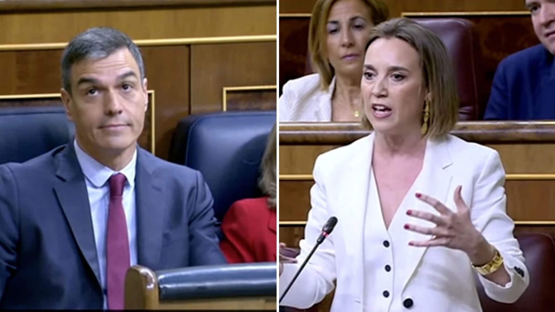 Cuca Gamarra y Pedro Sánchez en la sesión de control al Gobierno