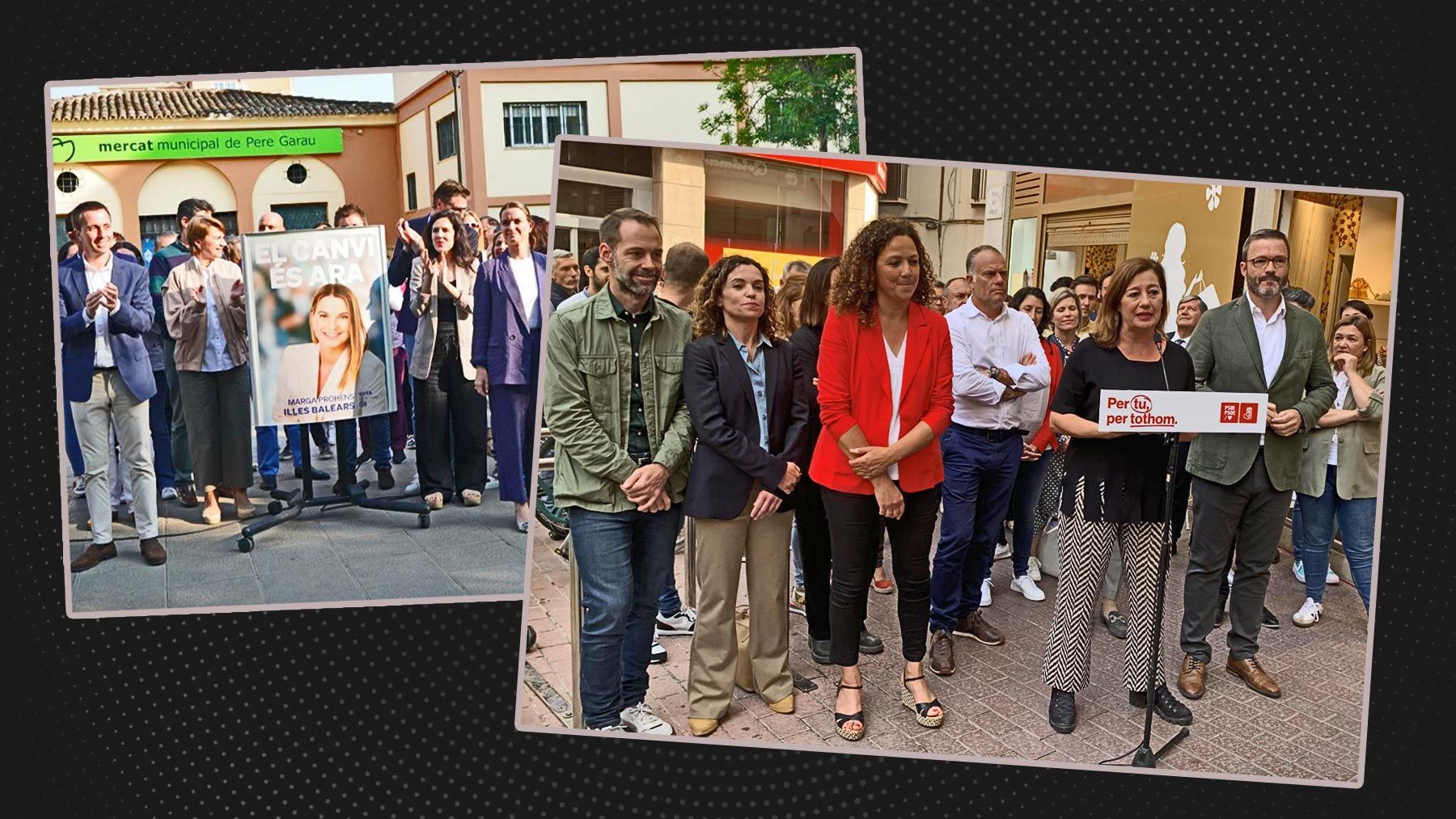 Los candidatos del PP y del PSOE en el inicio de la campaña electoral.