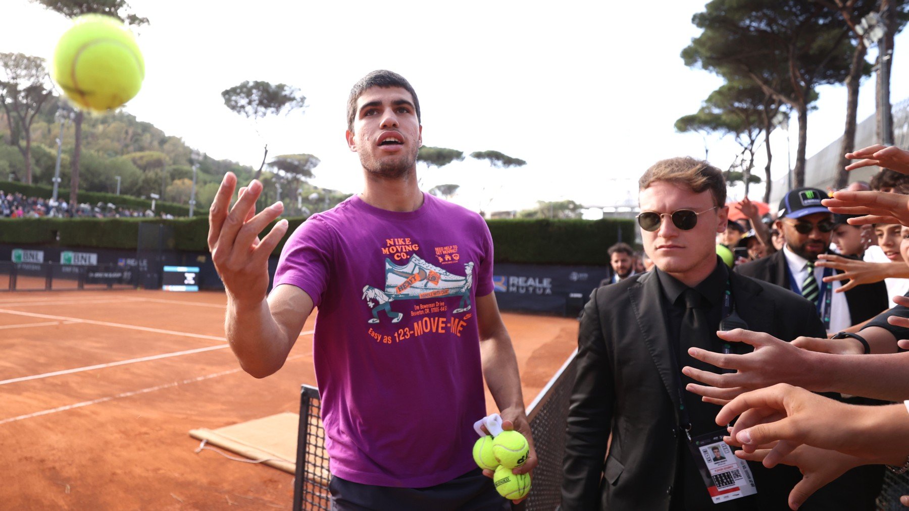 Carlos Alcaraz, tras un entrenamiento en Roma. (Getty)