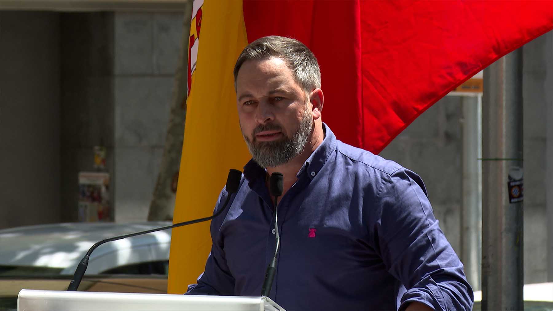 Santiago Abascal en un mitin en Barcelona