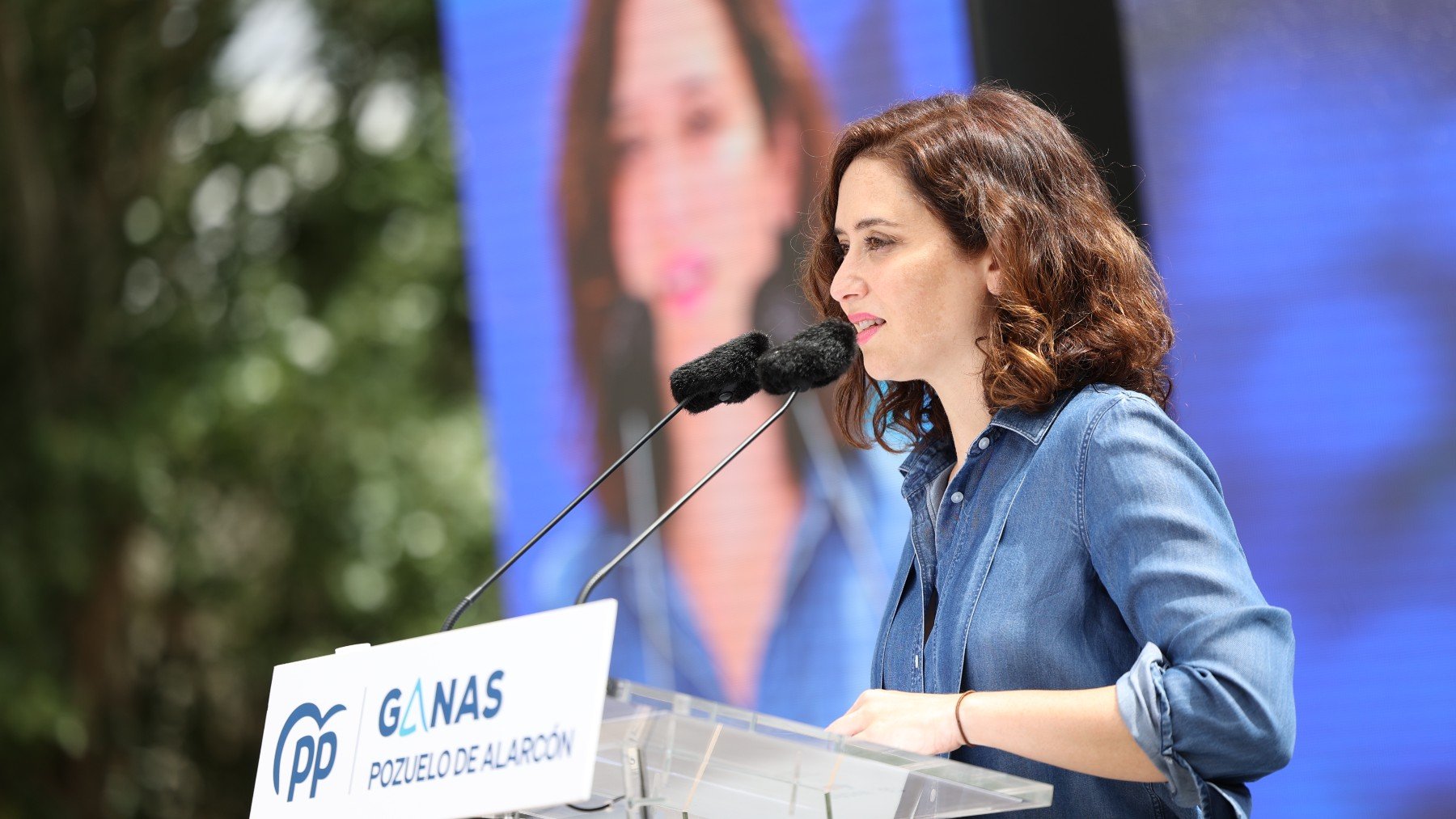 Isabel Díaz Ayuso este domingo en Pozuelo (Foto: PP)