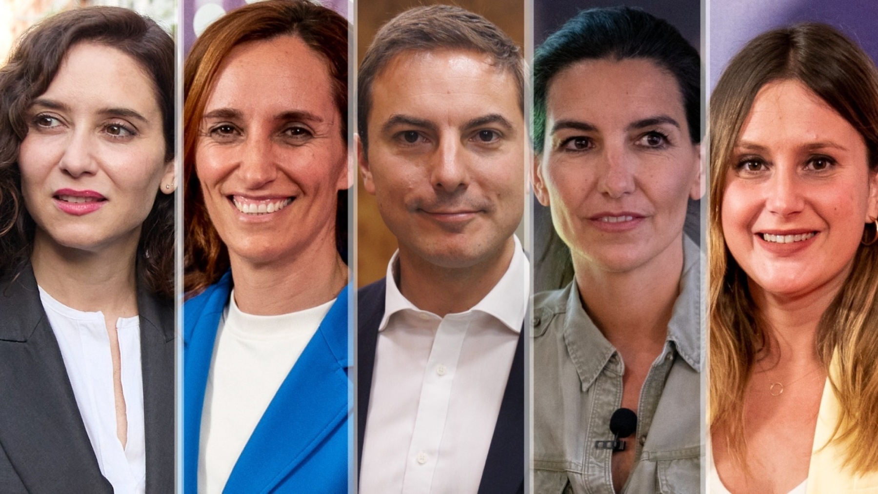 Isabel Díaz Ayuso, Mónica García, Juan Lobato, Rocío Monasterio y Alejandra Jacinto (Foto: Europa Press – EPDATA).