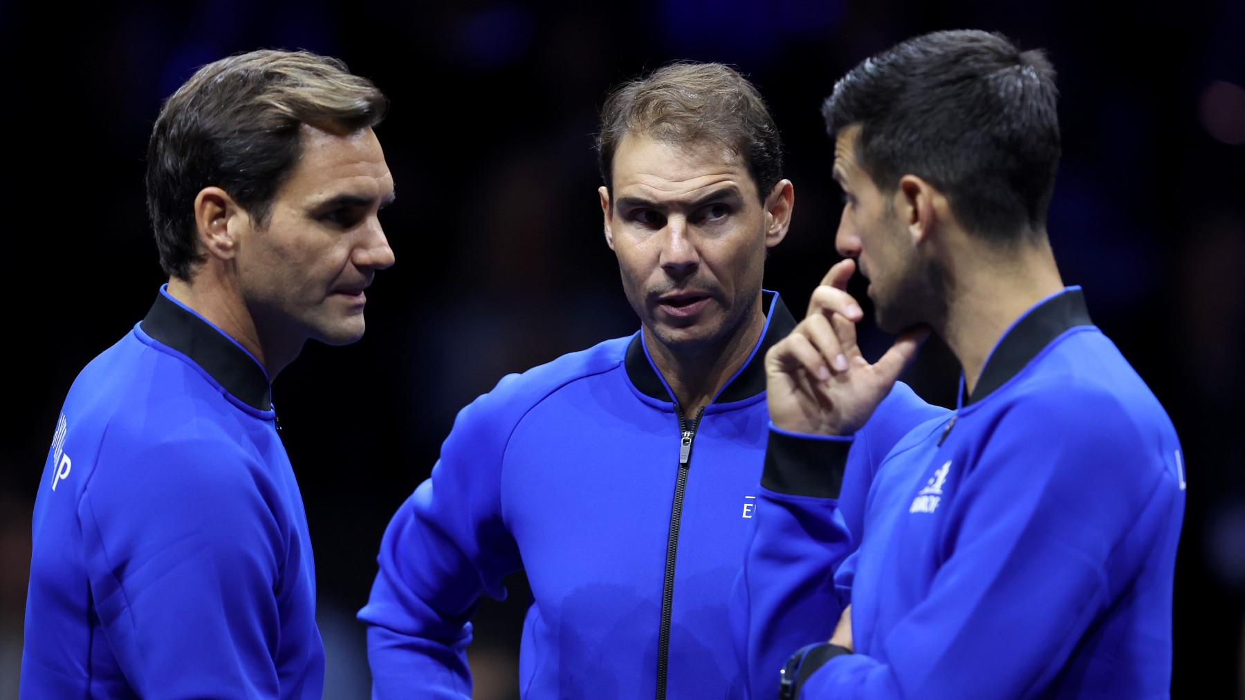 Federer, Nadal y Djokovic, en la Laver Cup. (Getty)