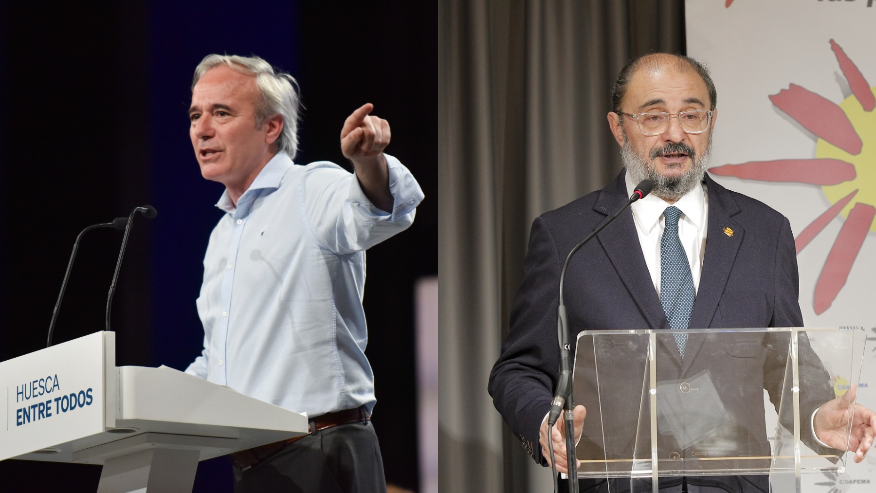 Jorge Azcón y Javier Lambán, candidatos a la presidencia de Aragón. (Europa Press)