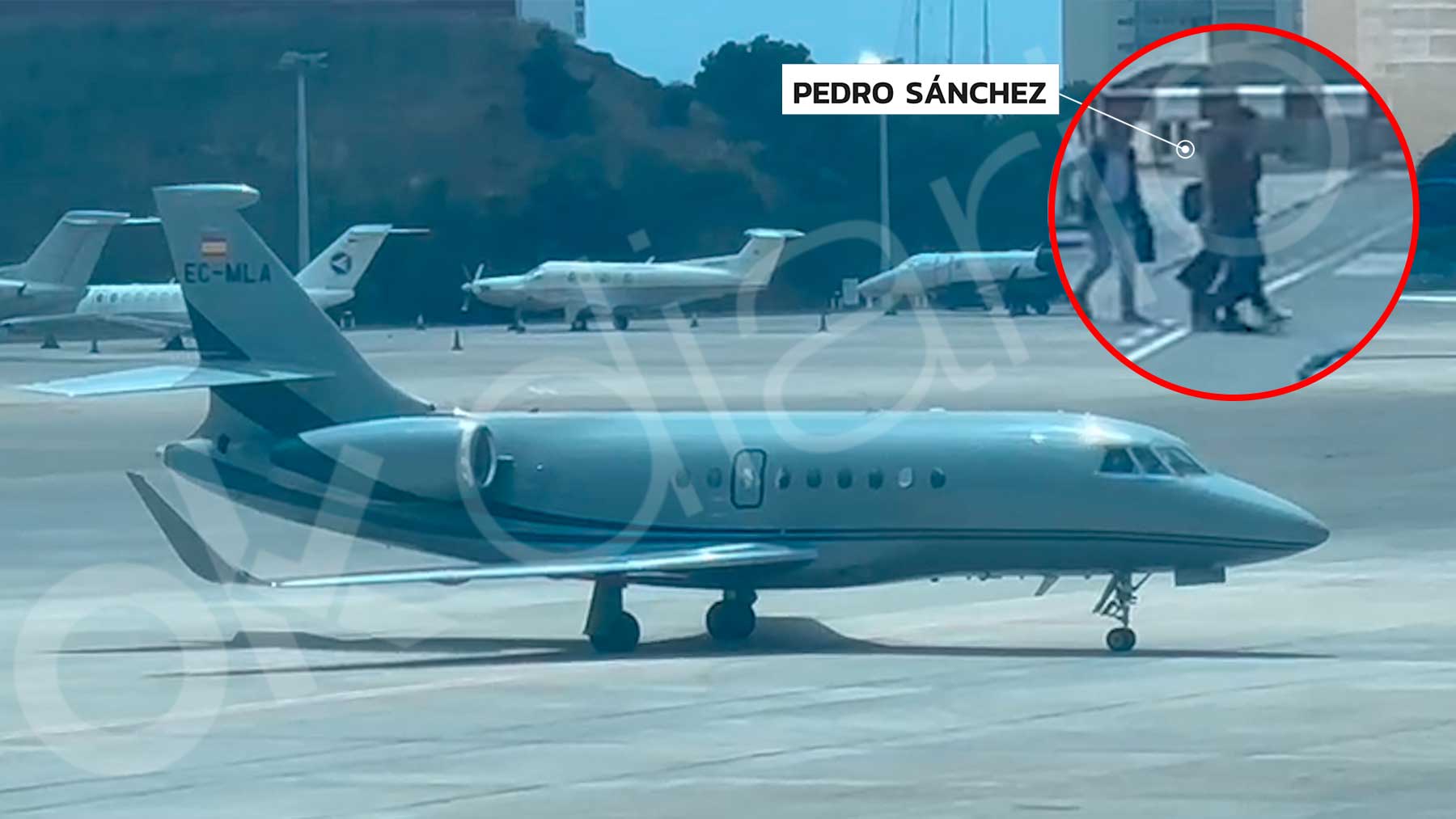 El jet privado en el que ha viajado Sánchez, a su llegada al aeropuerto de Palma hace unas semanas.