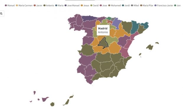 El mapa que te va a hacer alucinar: toda la gente que se llama como tú en España