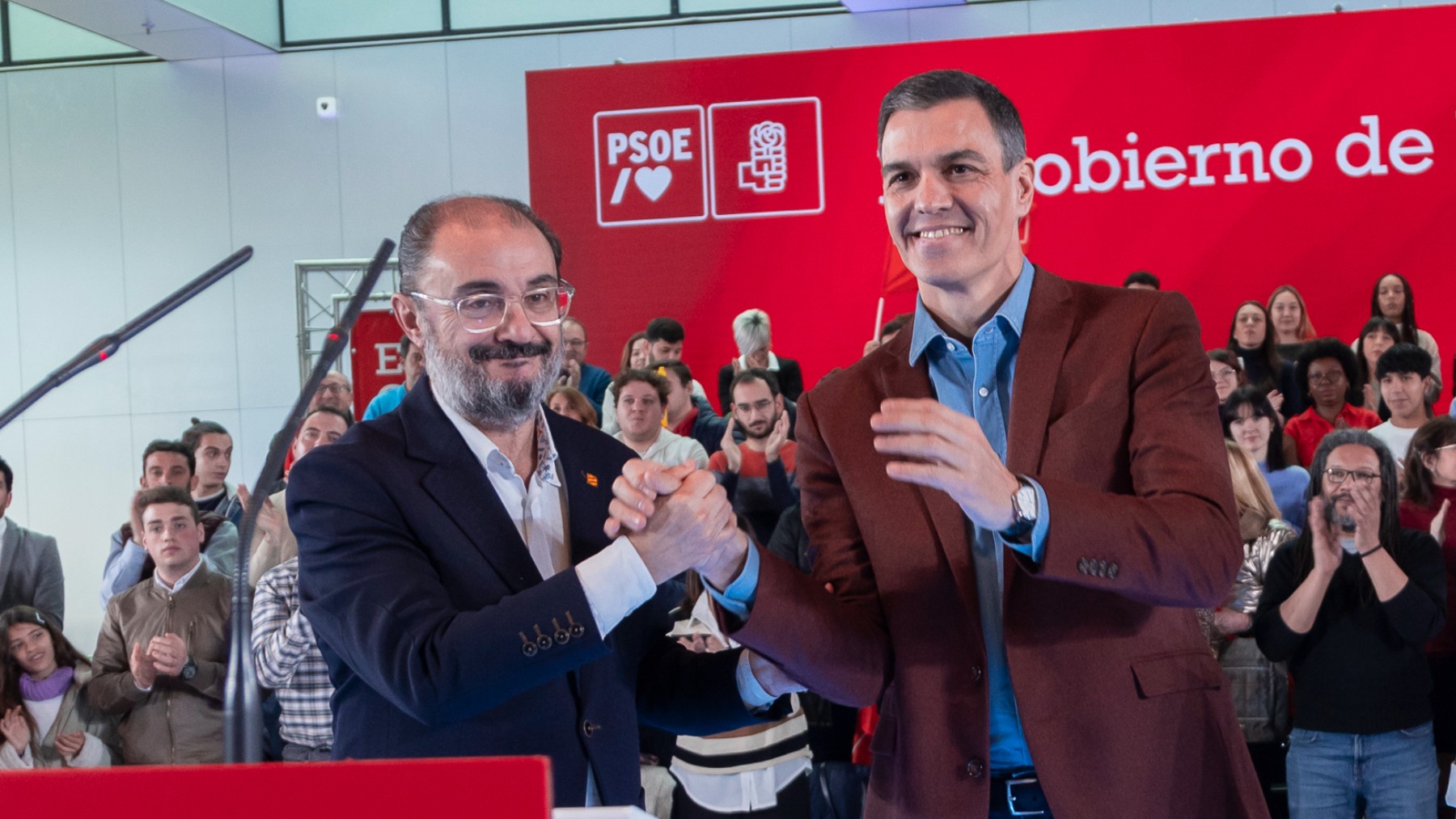 Lambán y Sánchez en Zaragoza. (Foto: PSOE)