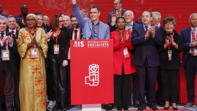 Pedro Sánchez el día que fue nombrado presidente de la Internacional Socialista