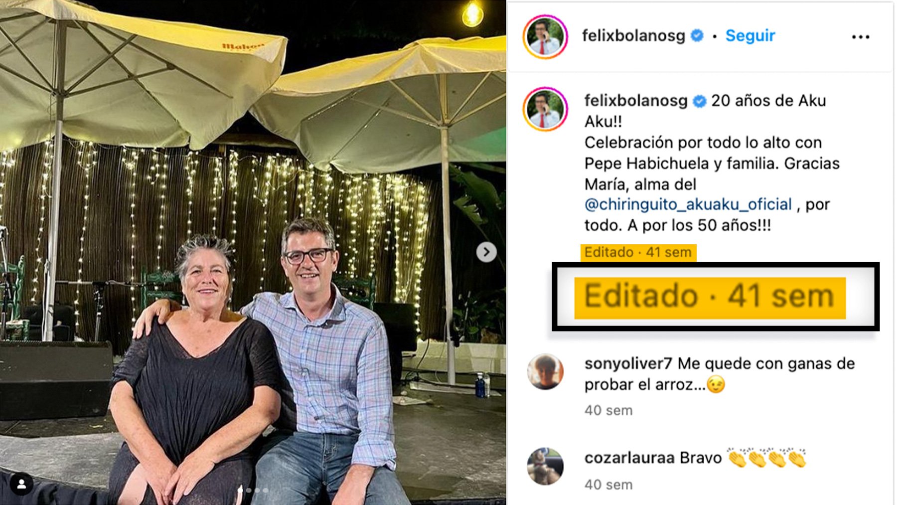 Una de las imágenes editadas del instagram de Félix Bolaños.