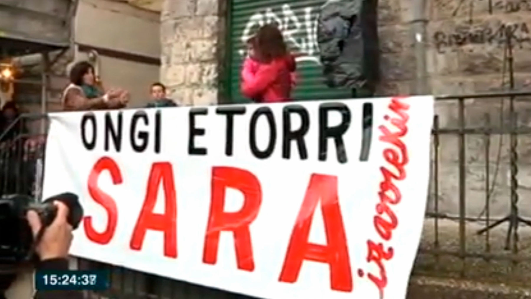 La etarra Sara Majarenas cuando salió de prisión.