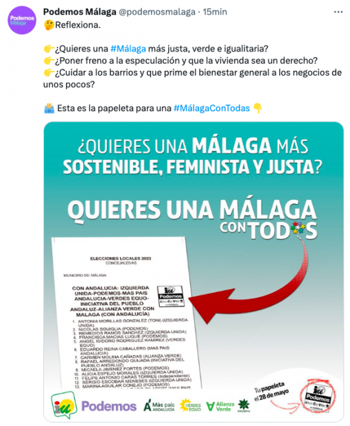Tuit de Podemos Málaga.