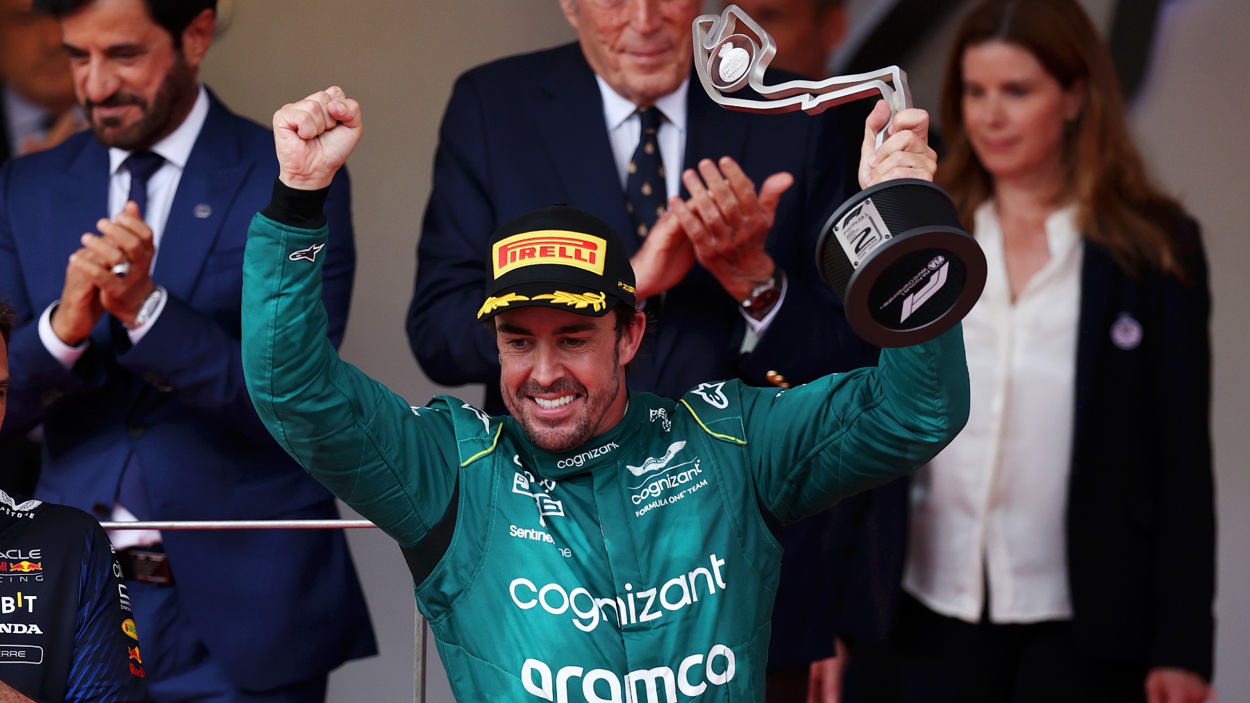 Fernando Alonso celebra el segundo puesto en Mónaco (Getty)