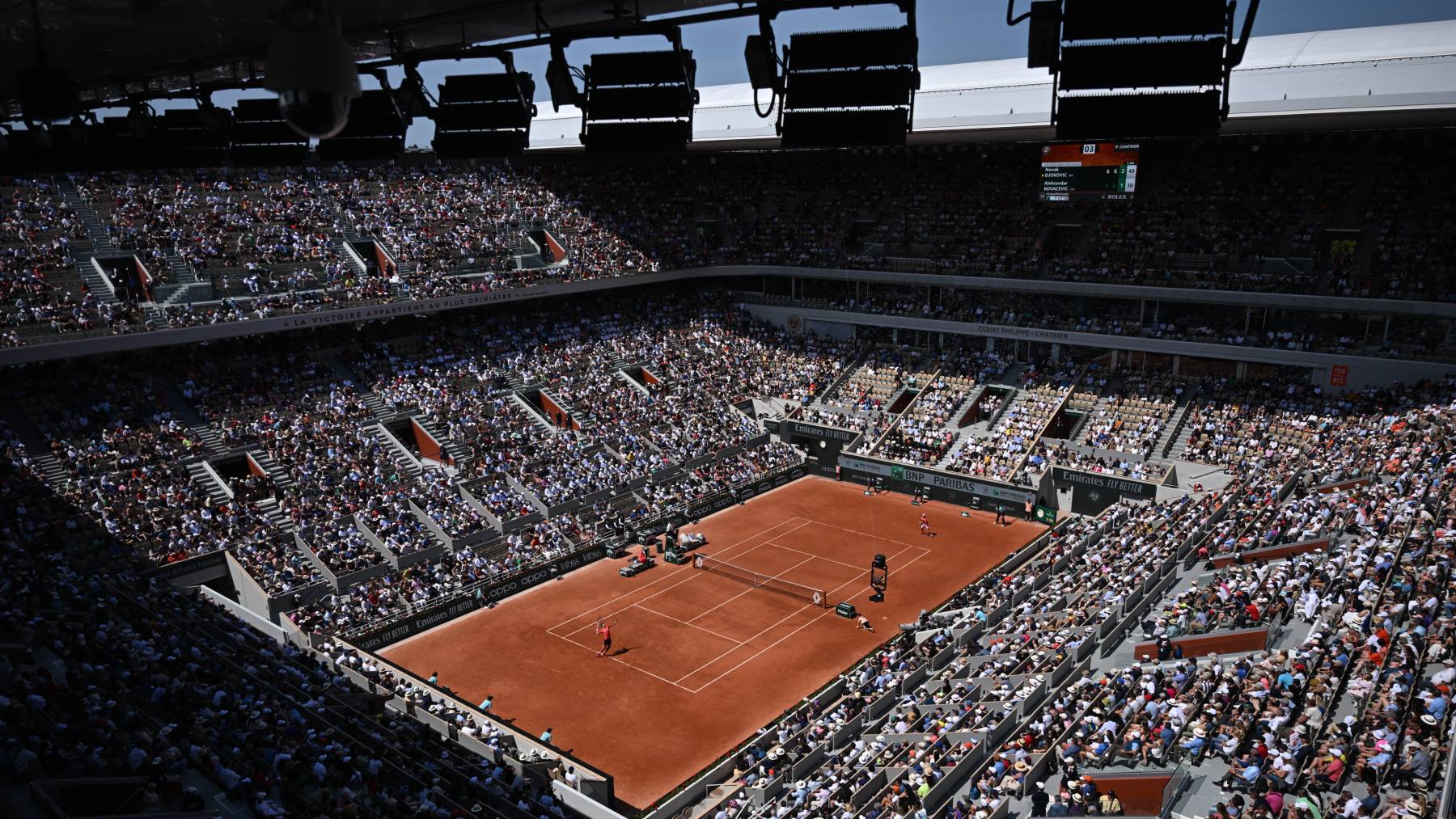 Imagen de la pista central de Roland Garros, la Philippe Chatrier. (AFP)