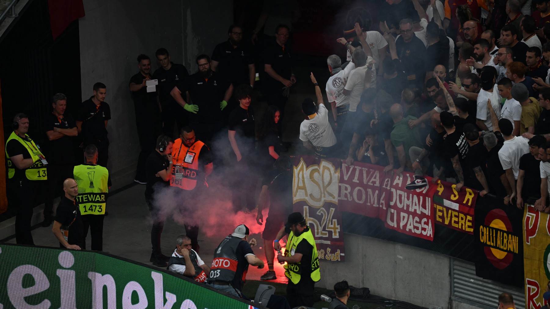 Aficionados de la Roma en la final de la Europa League. (AFP)