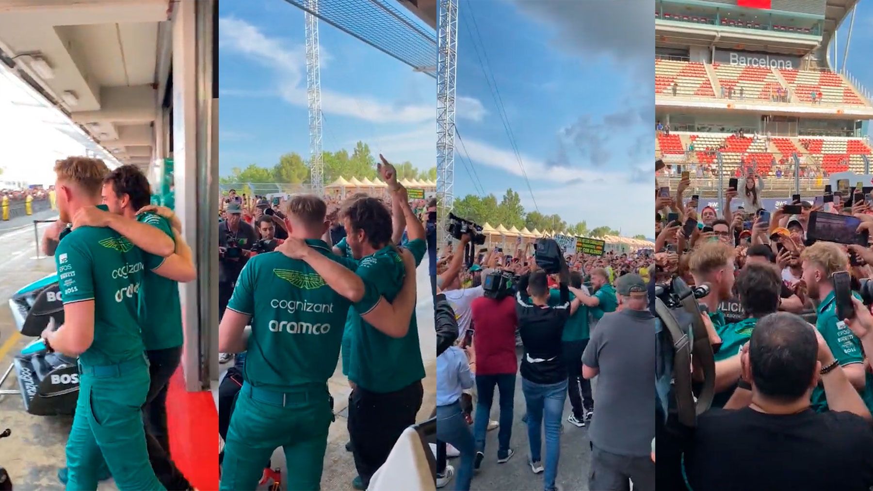 Fernando Alonso se dio un baño de masas en Montmeló.