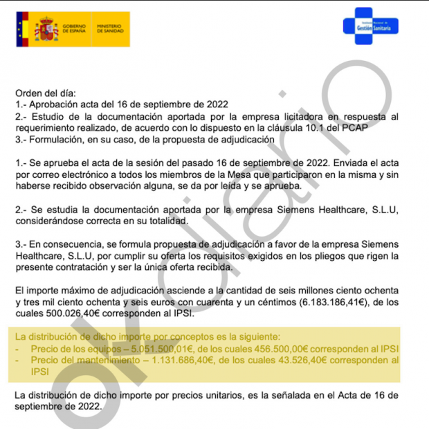 Sanidad admite los sobrecostes en los contratos de Melilla que destapó OKDIARIO