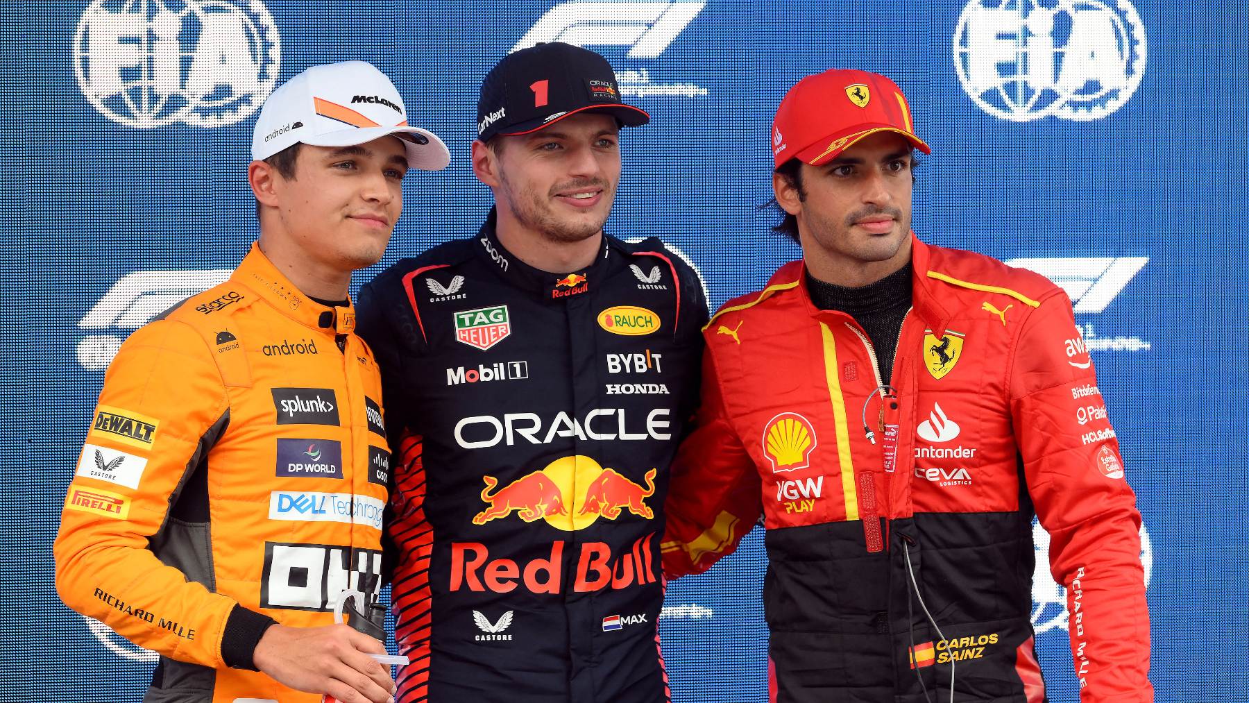 Norris, Verstappen y Sainz. (AFP)