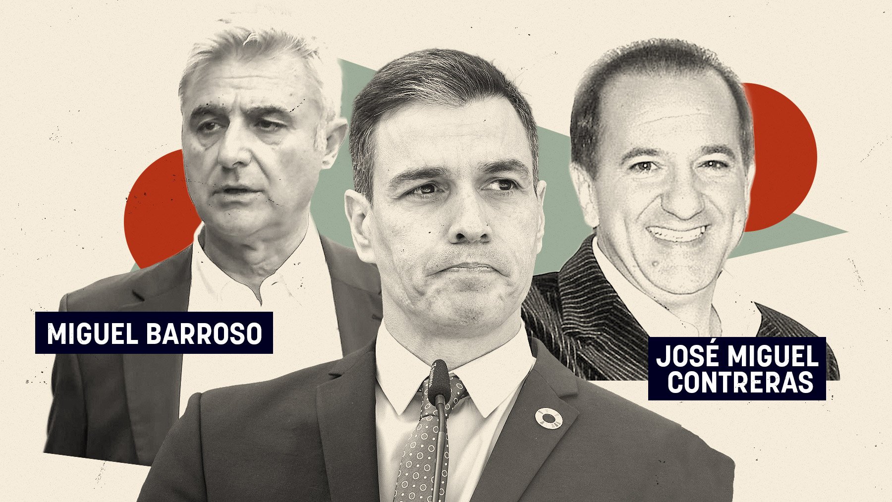 Miguel Barroso, Pedro Sánchez y José Miguel Contreras