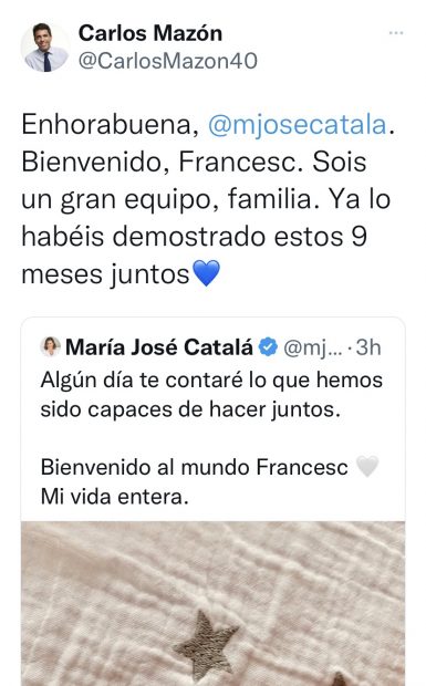 María José Catalá da a luz a su segundo hijo a dos semanas de convertirse en alcaldesa de Valencia
